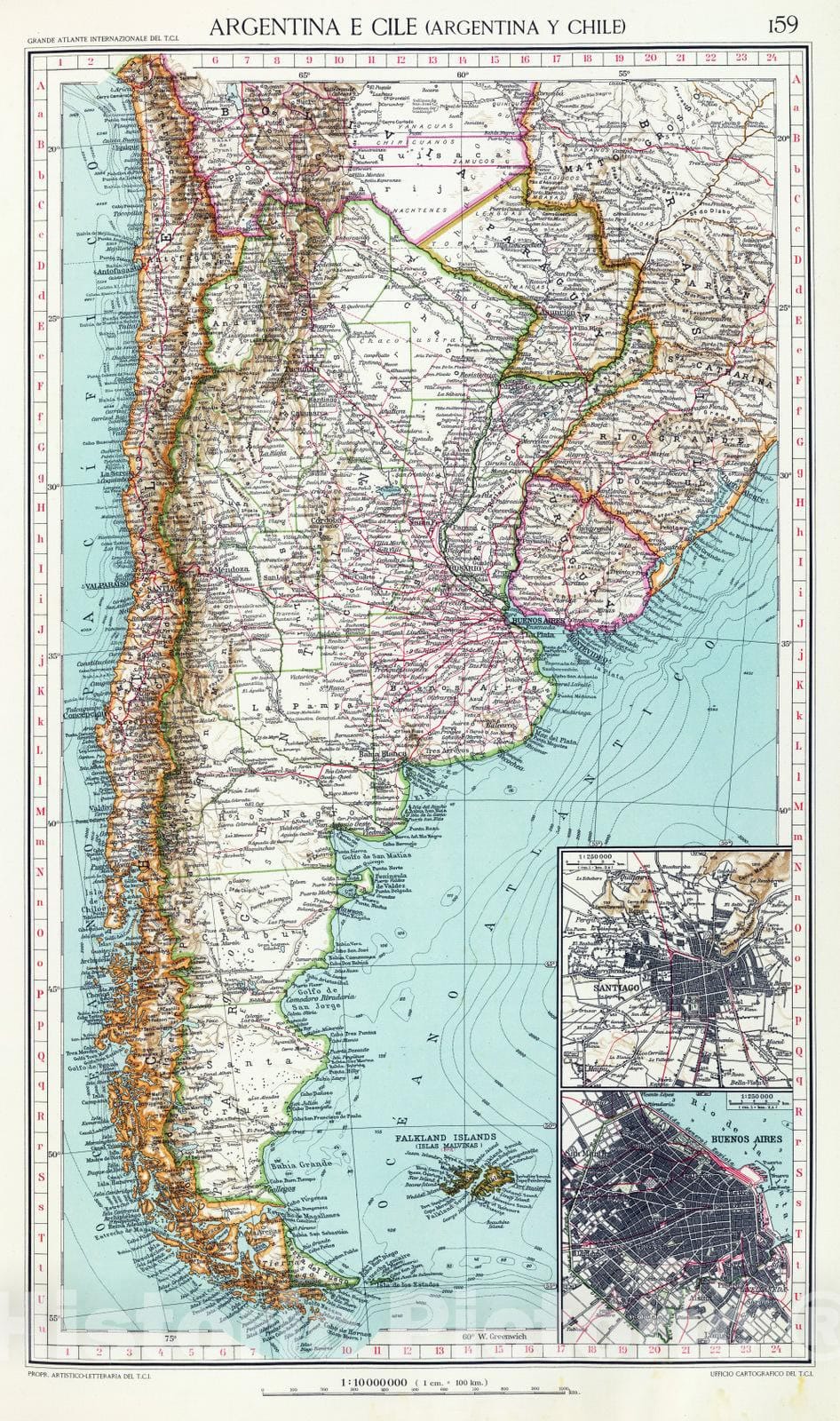 Historic Map : Argentina; Chile, Buenos Aires Region (Argentina) 1929 -  Historic Pictoric