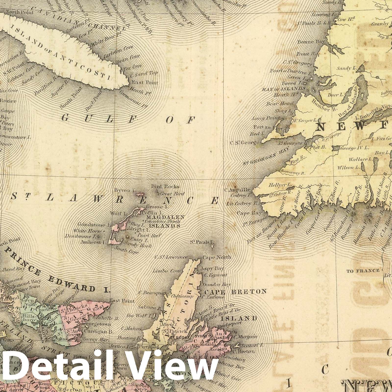 Historic Map : National Atlas - 1857 New Brunswick, Nova Scotia, Newfoundland, and Prince Edward Id. - Vintage Wall Art