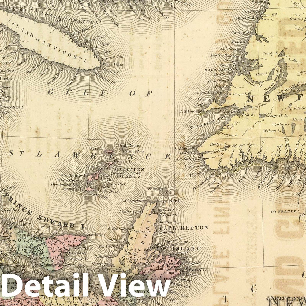 Historic Map : National Atlas - 1857 New Brunswick, Nova Scotia, Newfoundland, and Prince Edward Id. - Vintage Wall Art