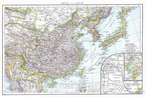 Historic Map : 1881 China and Japan. - Vintage Wall Art