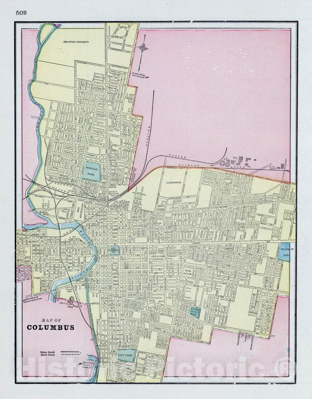 Historic Map : 1901 Columbus. - Vintage Wall Art