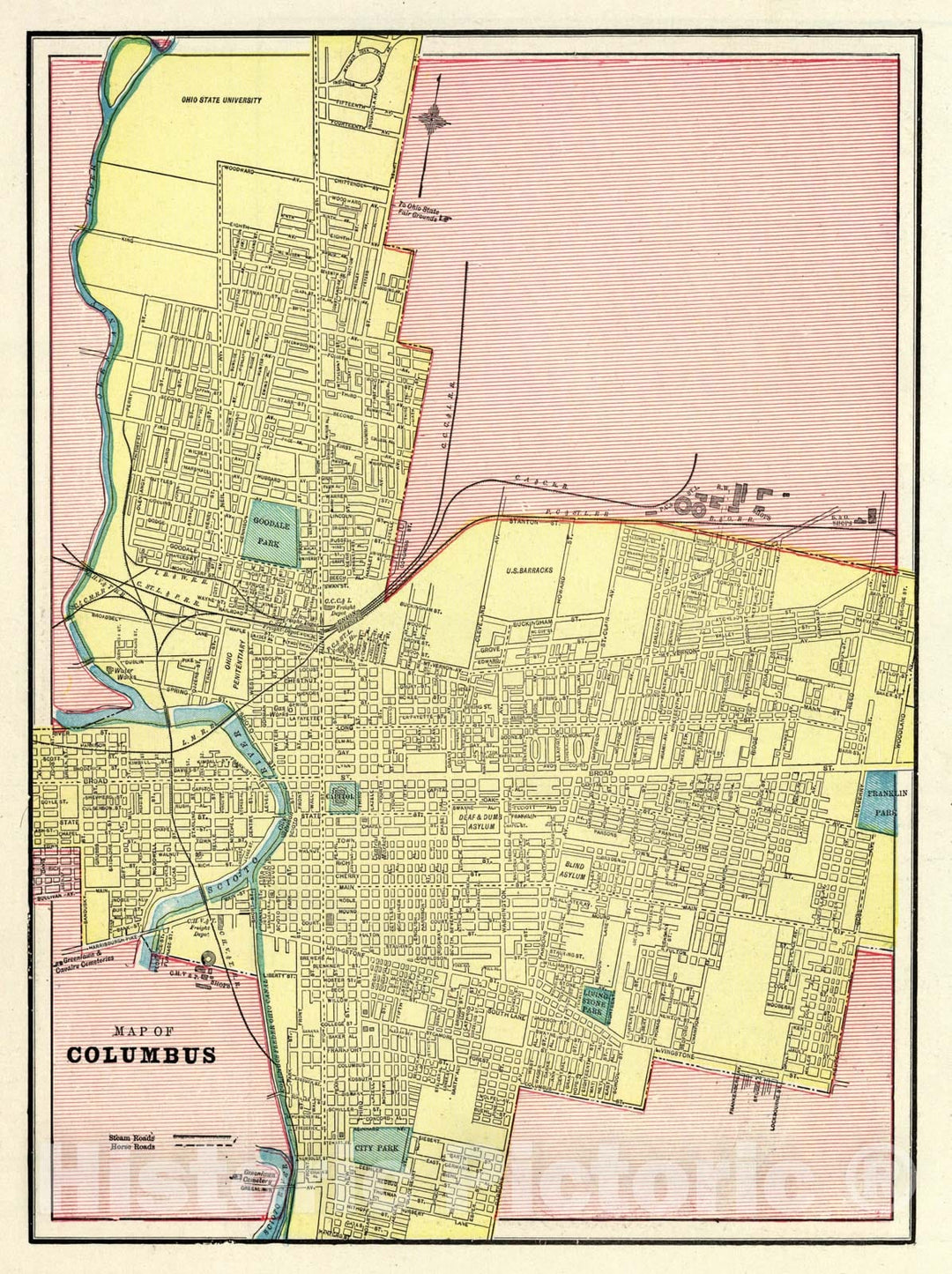 Historic Map : 1901 Columbus. - Vintage Wall Art