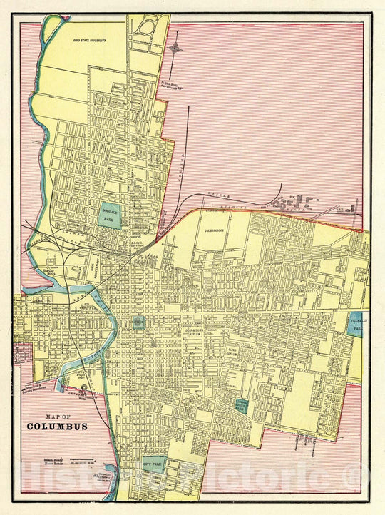 Historic Map : 1901 Columbus. - Vintage Wall Art