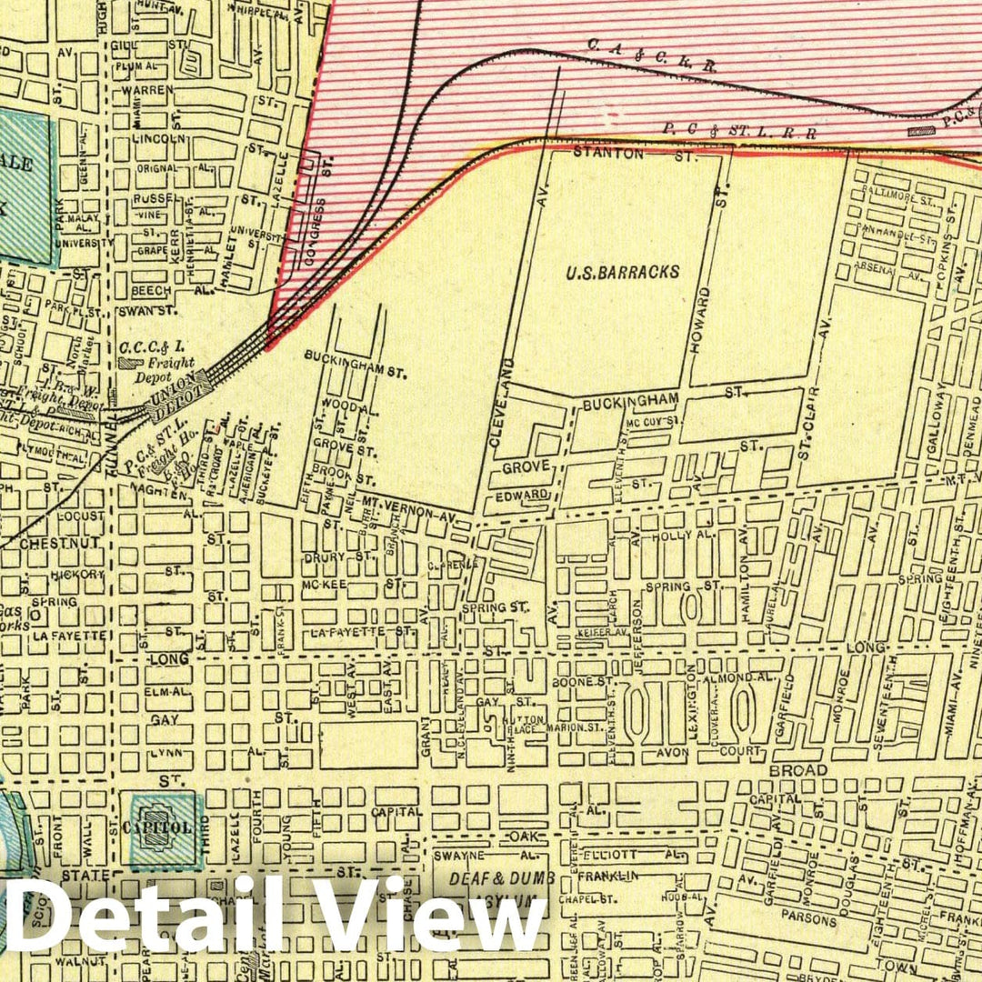 Historic Map : 1901 Columbus. - Vintage Wall Art