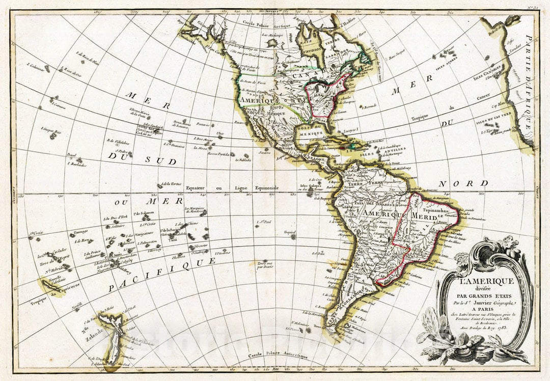 Historic Map : 1783 [L'Amerique] : Vintage Wall Art