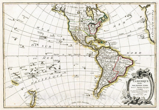 Historic Map : 1783 [L'Amerique] : Vintage Wall Art