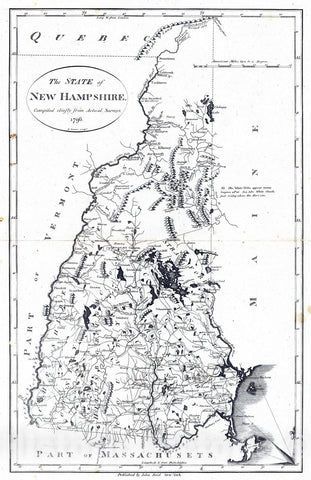 Historic Map : National Atlas - 1796 State of New Hampshire. - Vintage Wall Art