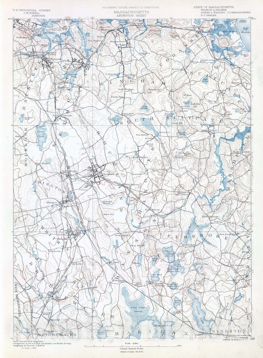 Historic Map : 1890 39. Abington sheet. - Vintage Wall Art