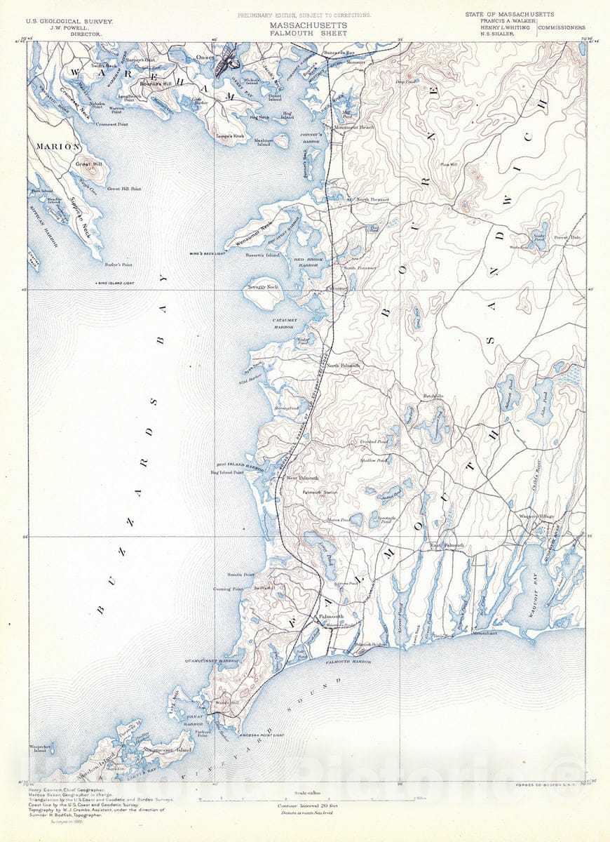 Historic Map : 1890 46. Falmouth sheet. - Vintage Wall Art