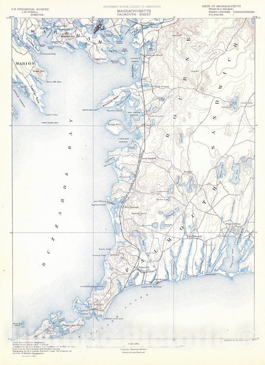 Historic Map : 1890 46. Falmouth sheet. - Vintage Wall Art