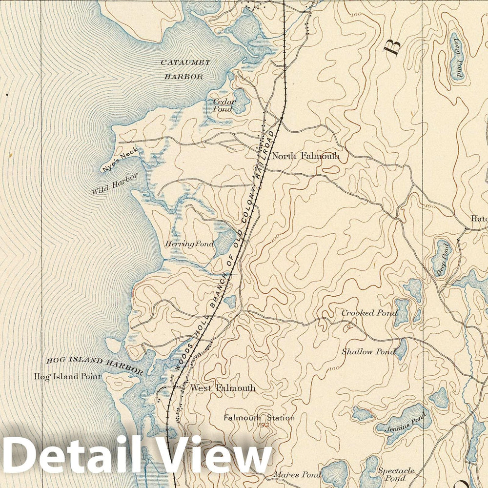 Historic Map : 1890 46. Falmouth sheet. - Vintage Wall Art