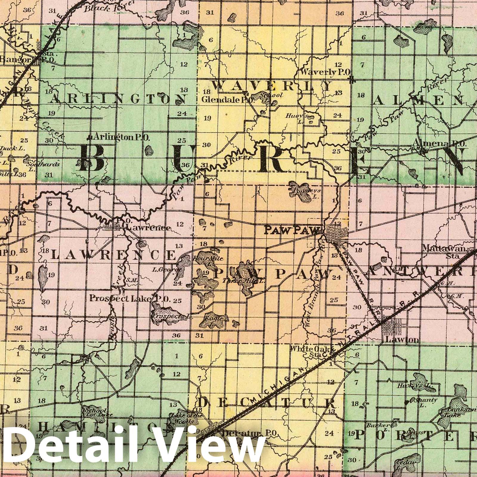 Historic Map Michigan, 1873 (Map of Van Buren County, Michigan) , Vi