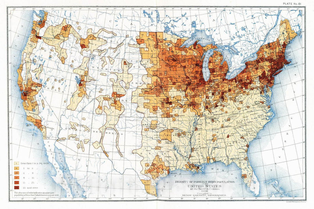Historic Map : Statistical Atlas - 1903 61. Density foreign born. - Vi ...