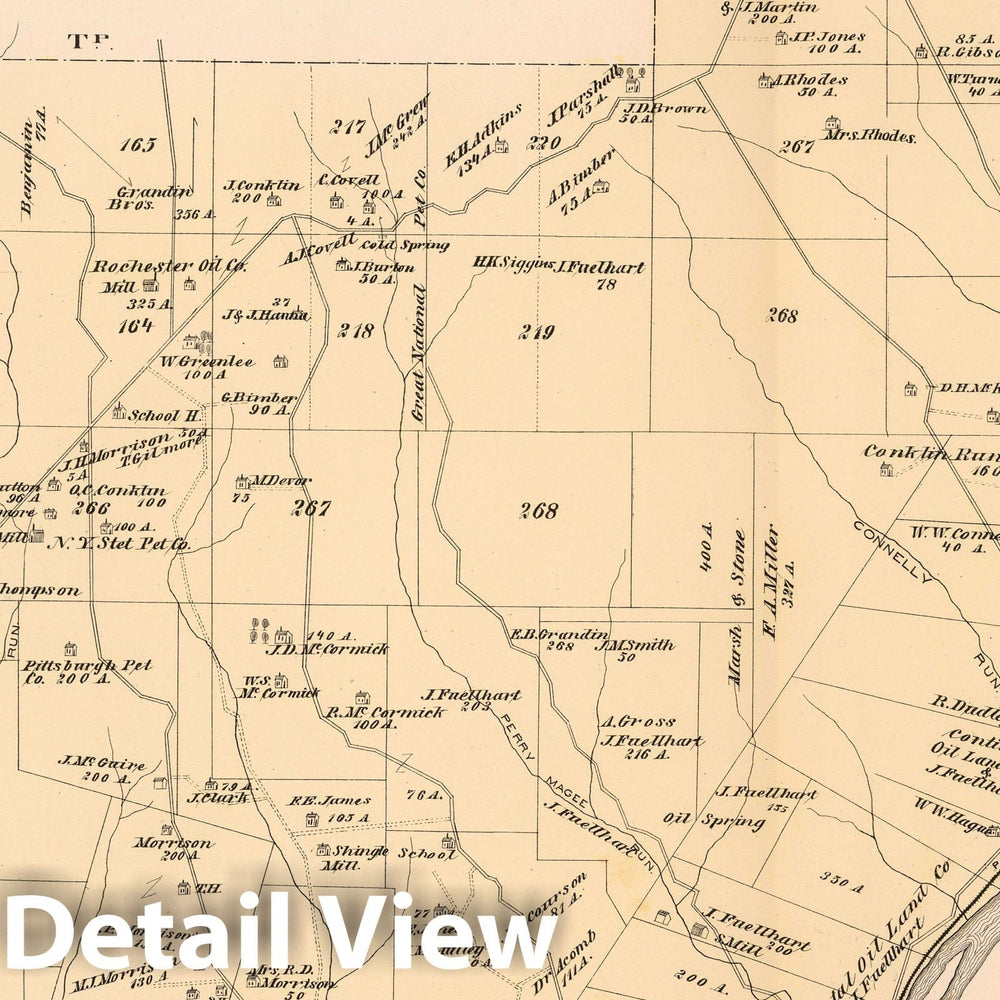 Historic Map : 1878 Deerfield, Warren County, Pennsylvania. Grand Valley. Corydon. - Vintage Wall Art