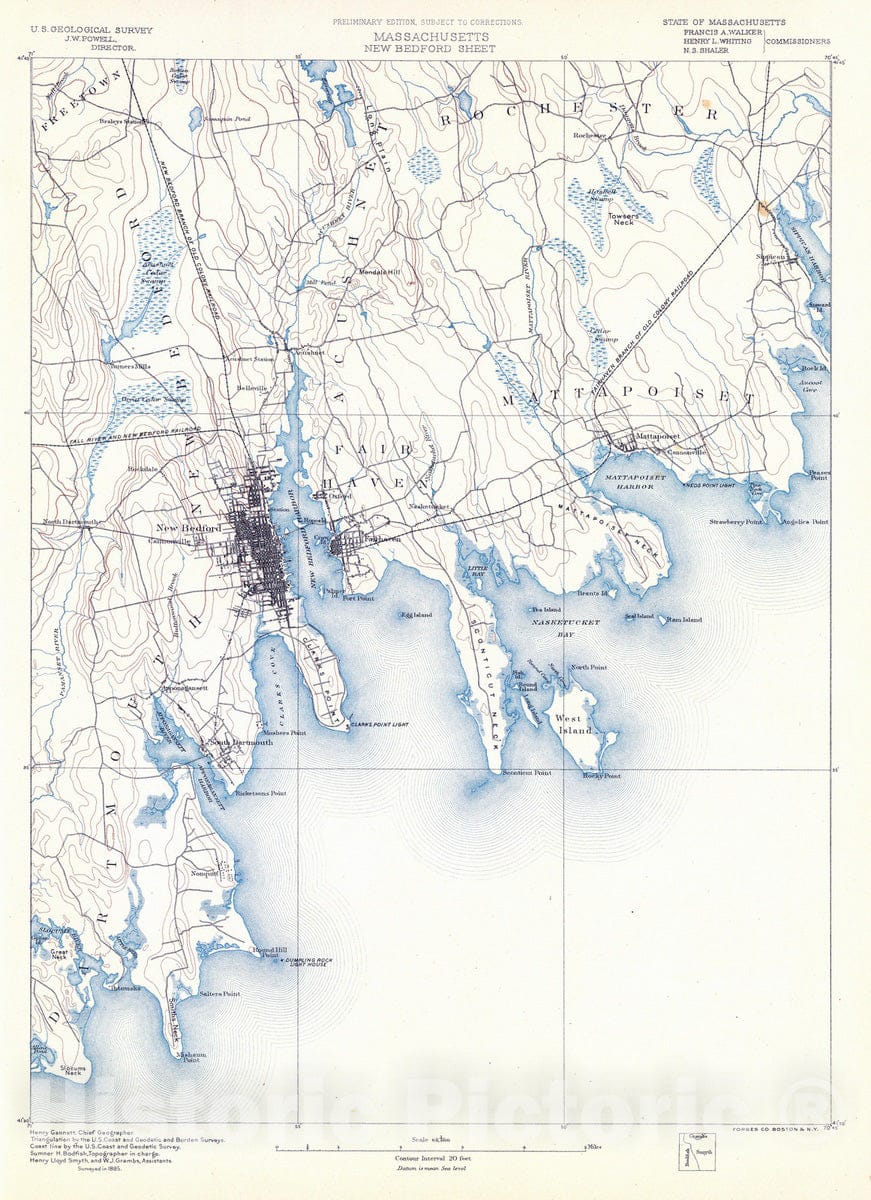 Historic Map : 1890 41. New Bedford sheet. - Vintage Wall Art