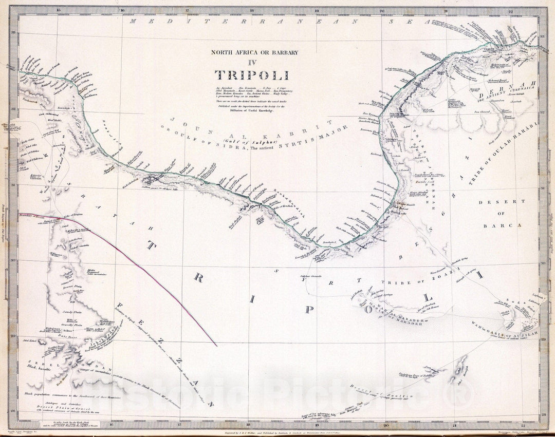Historic Map : 1837 Tripoli. - Vintage Wall Art
