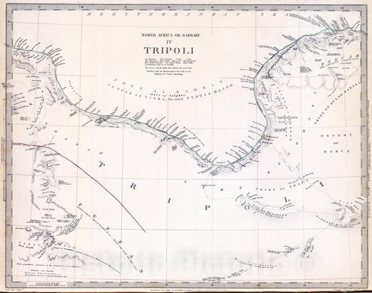 Historic Map : 1837 Tripoli. - Vintage Wall Art