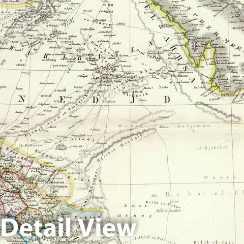 Historic Map : Egypt; Saudi Arabia, Arabian Peninsula 1848 Arabien. , Vintage Wall Art