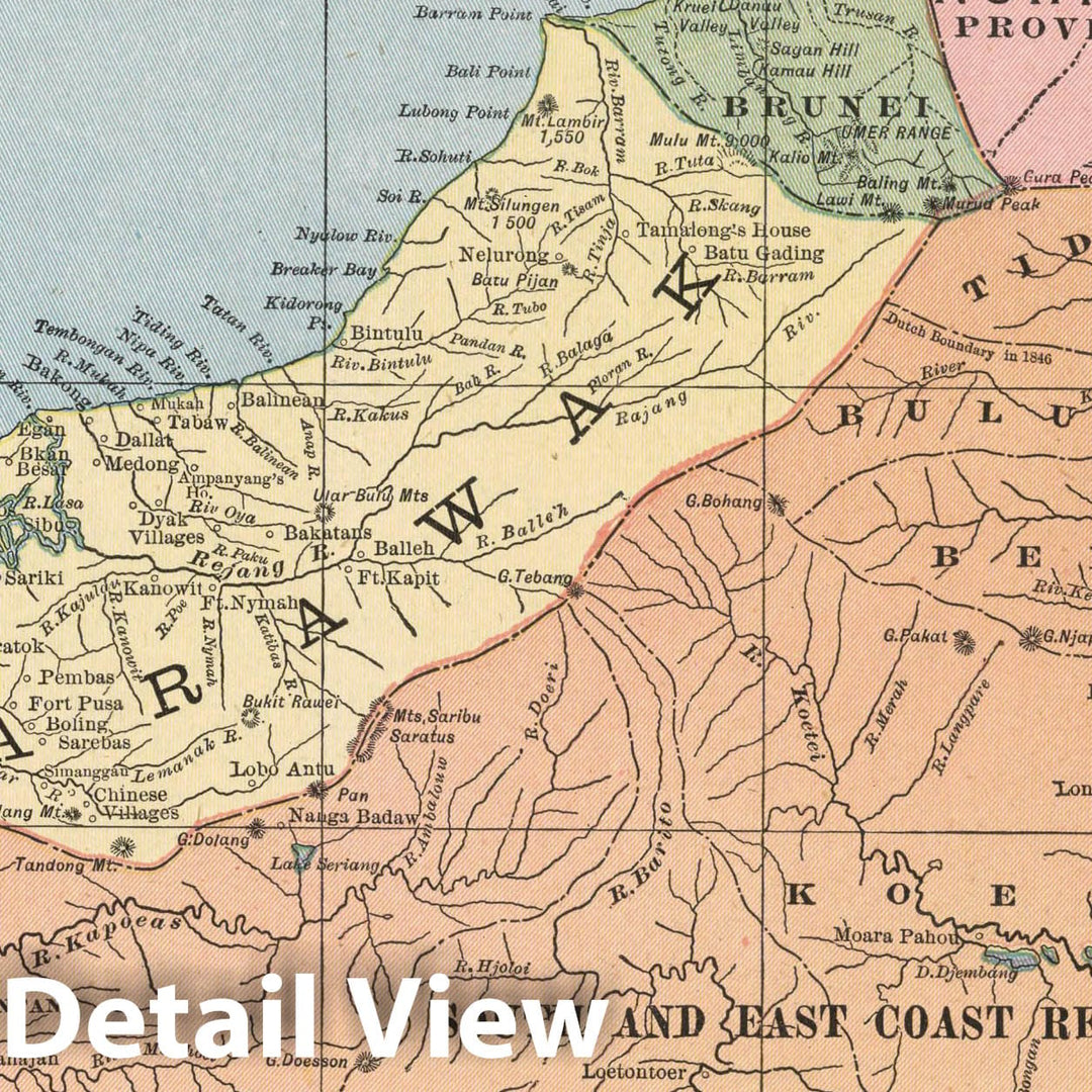 Historic Map : 1901 Borneo - Vintage Wall Art