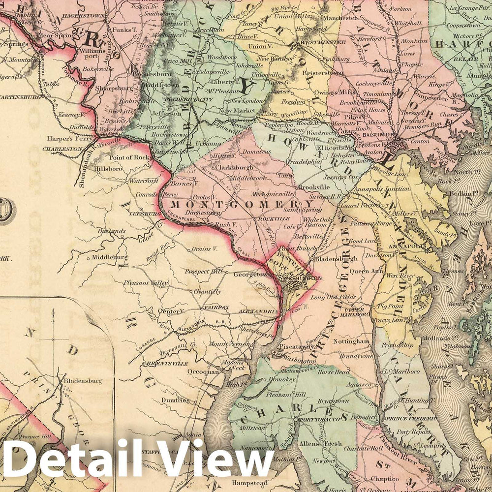 Historic Map : National Atlas - 1857 Delaware And Maryland. - Vintage Wall Art