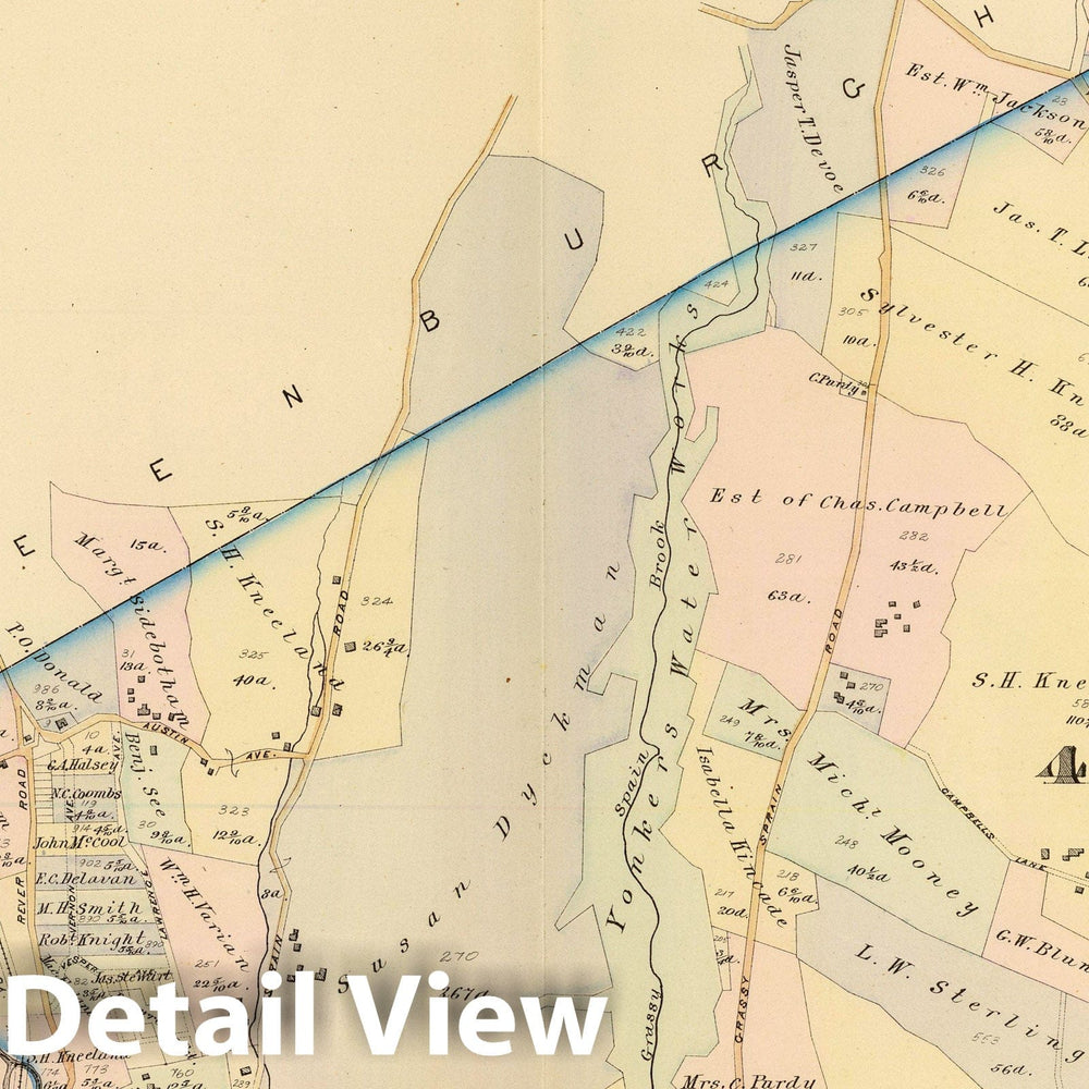 Historic Map : 1881 Yonkers wards 3-4, New York v1 - Vintage Wall Art