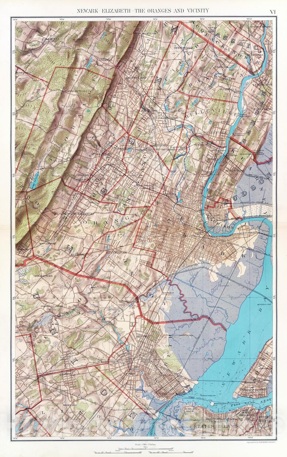 Historic Map : City Atlas - 1891 Newark, Elizabeth, the Oranges. - Vintage Wall Art