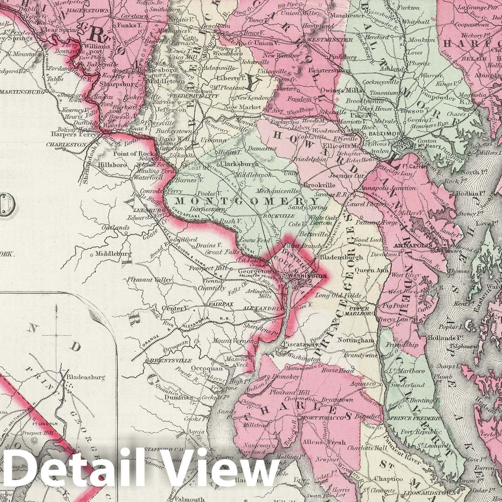Historic Map : 1865 Delaware and Maryland. - Vintage Wall Art
