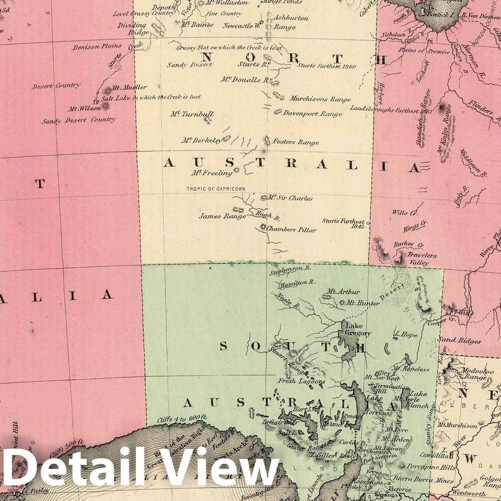 Historic Map : 1865 Australia. v1 - Vintage Wall Art