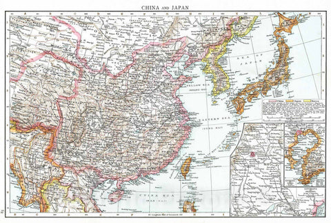 Historic Wall Map : 1895 China, Japan. - Vintage Wall Art