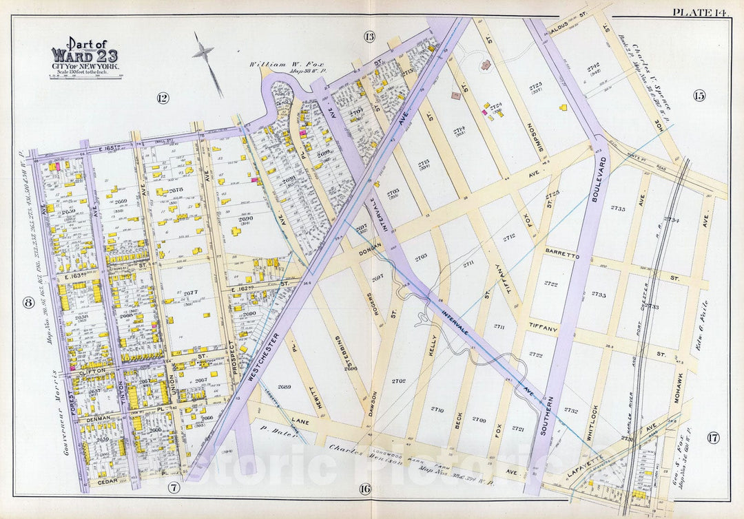 Historic Map : City Atlas - 1893 14, ward 23. - Vintage Wall Art