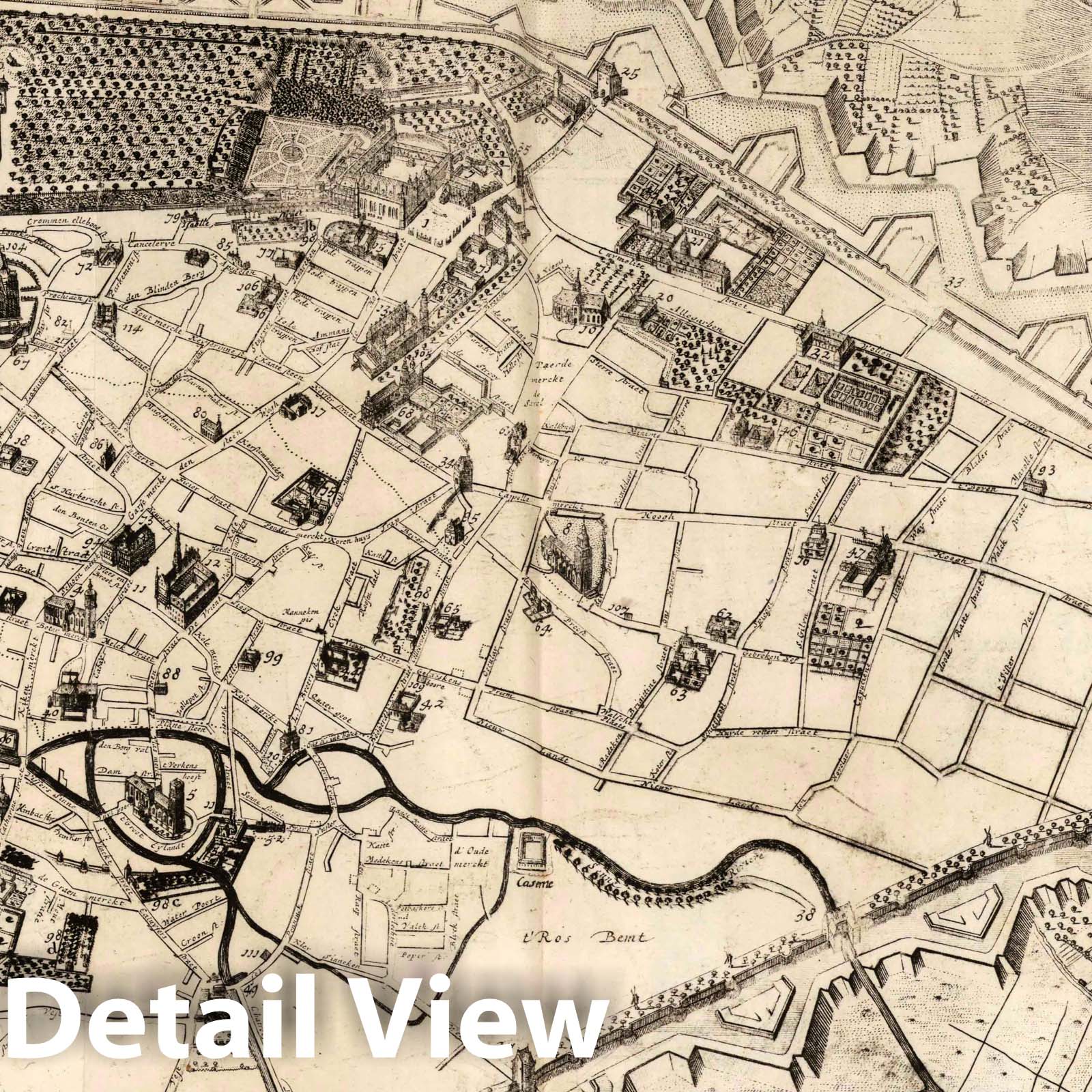 Historic Map : Brussels , Belgium 1727 62. Plan de la Ville de Brusselles (Brussels), Belgium. , Vintage Wall Art