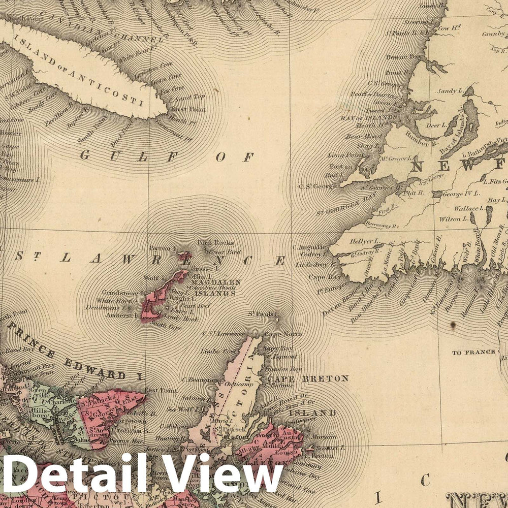 Historic Map : 1865 New Brunswick, Nova Scotia, Newfoundland, and Prince Edward Island. - Vintage Wall Art