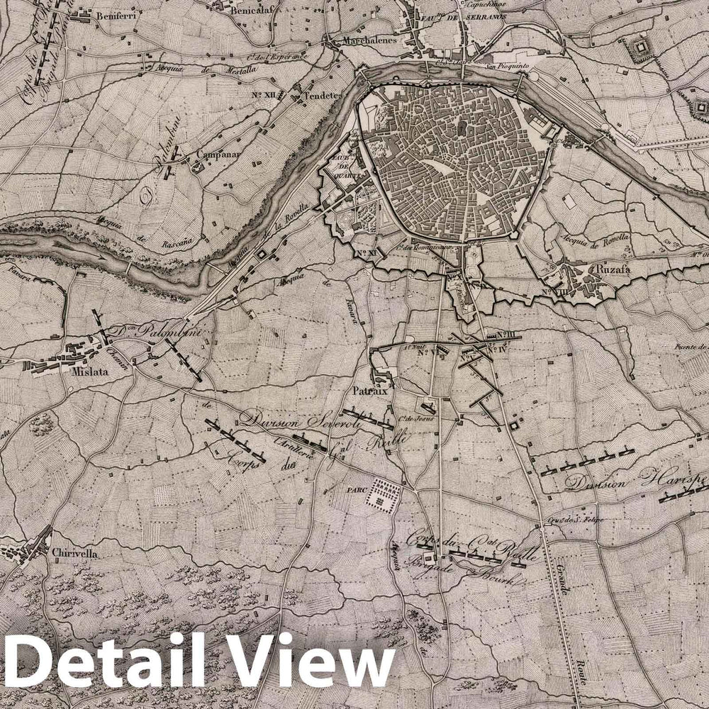 Historic Map : Valencia , Spain, 1828 Plan de Valence. , Vintage Wall Art