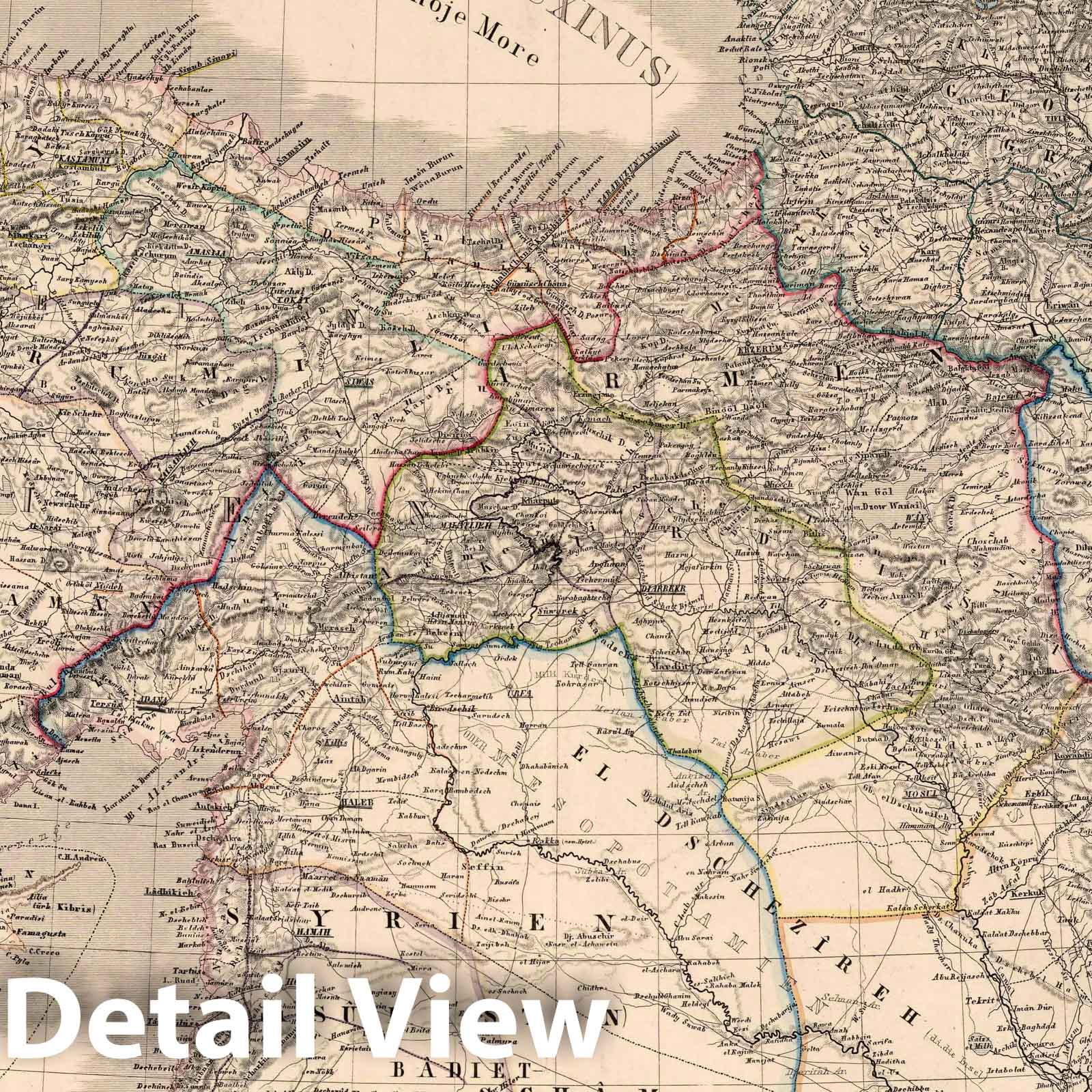 Historic Map : 1879 Turkey in Asia, Syria, Lebanon, Iraq, Iran, Azerbaijan, Armenia, Georgia. - Vintage Wall Art