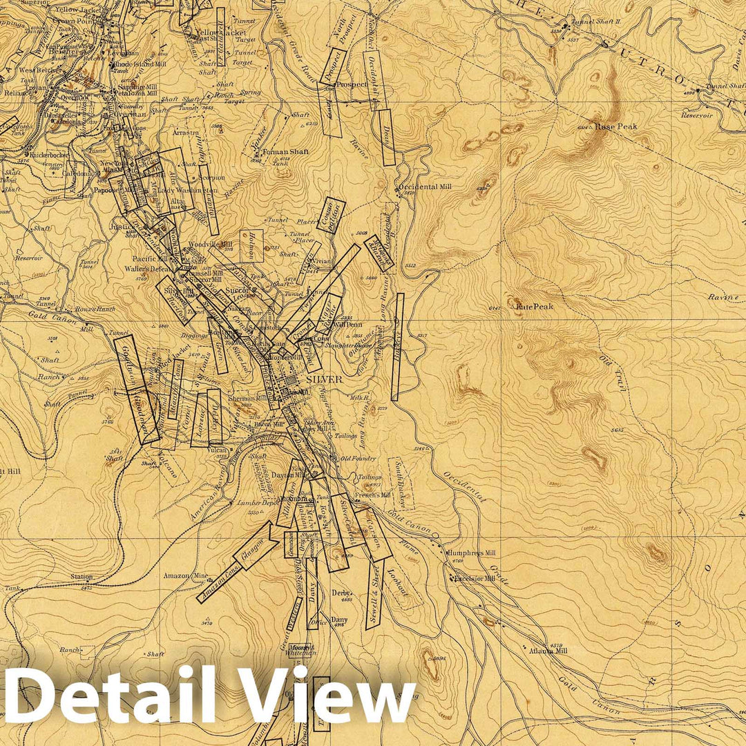 Historic Map : National Atlas - 1879 Outline Map Of Washoe District, Nevada. - Vintage Wall Art