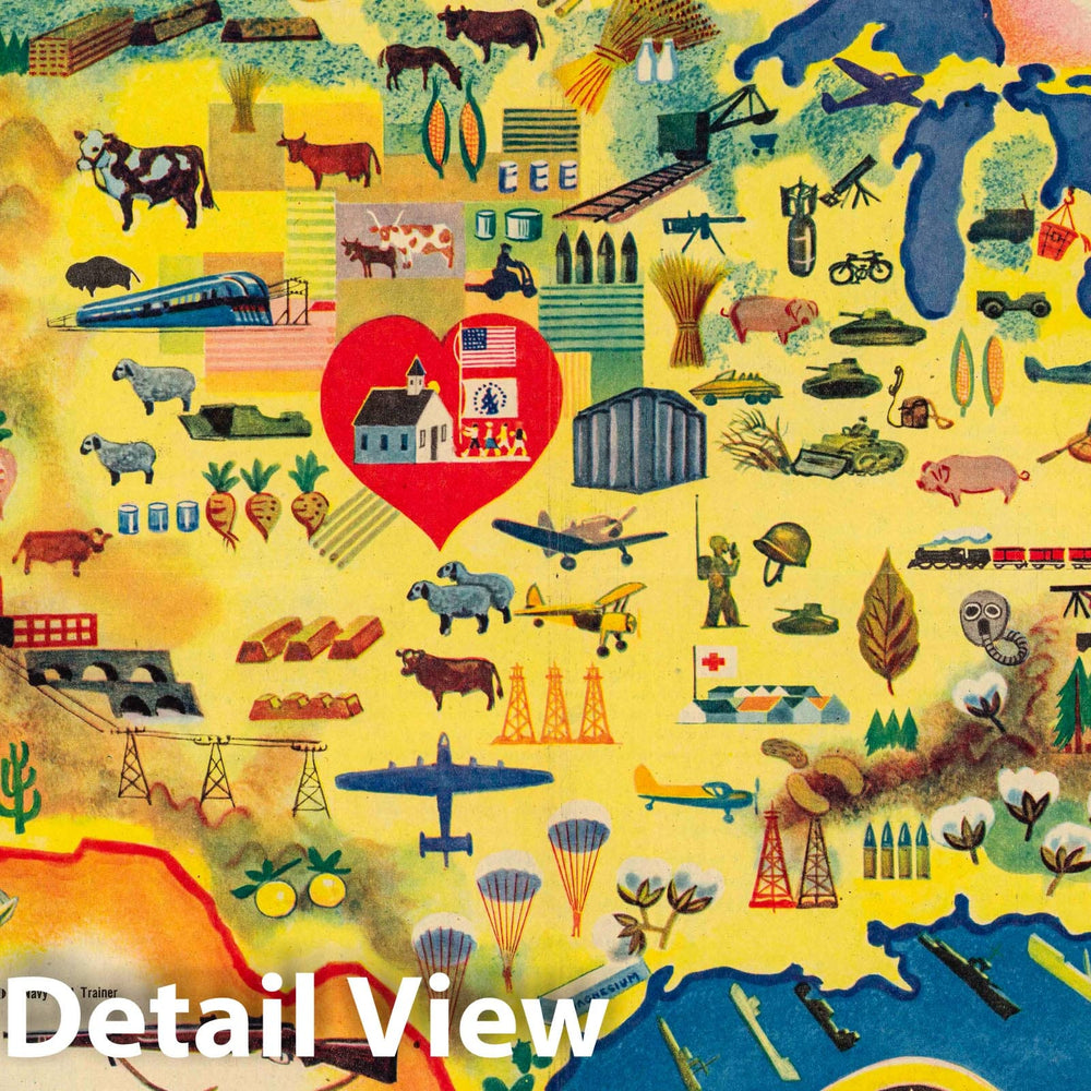 Historic Map : Separate Map - 1944 Help Produce with War Bonds. - Vintage Wall Art