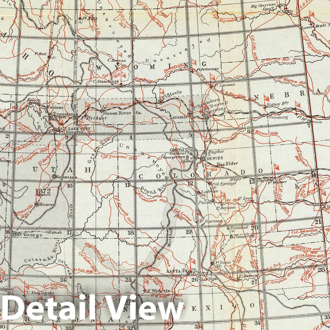 Historic Map : National Atlas - 1873 Skeleton Map Of the Territory of the United States west of the Mississippi River. - Vintage Wall Art