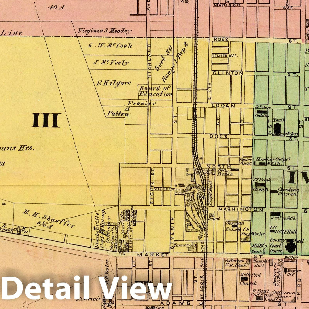 Historic Wall Map : 1877 Steubenville, Ohio. - Vintage Wall Art