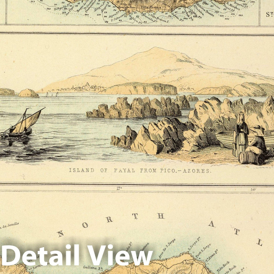 Historic Map : 1872 Portuguese Islands in the Atlantic Ocean. - Vintage Wall Art