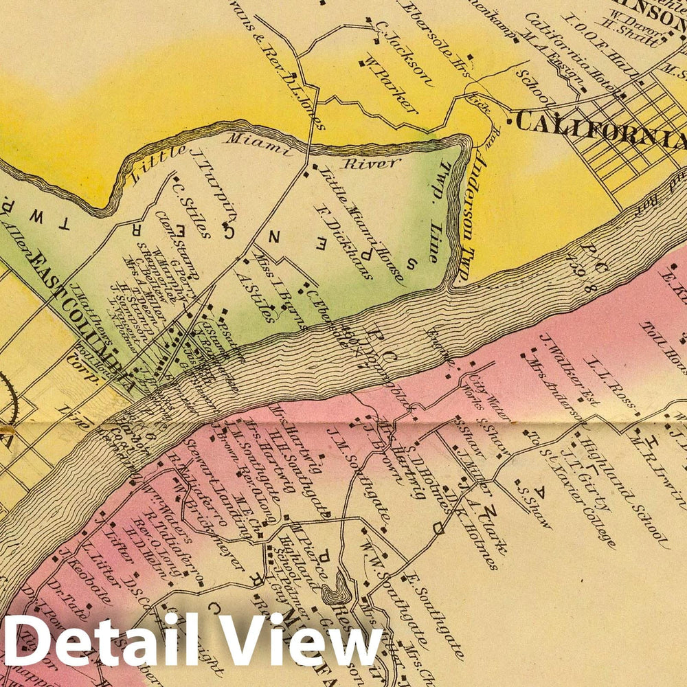 Historic Map : 1877 Upper Ohio River and Valley part XXVI, 452 to 467 miles below Pittsburgh, from Cincinnati to 15 miles above. - Vintage Wall Art