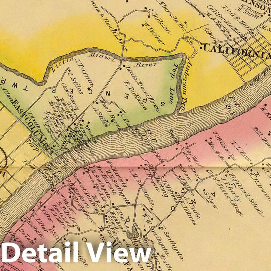 Historic Map : 1877 Upper Ohio River and Valley part XXVI, 452 to 467 miles below Pittsburgh, from Cincinnati to 15 miles above. - Vintage Wall Art