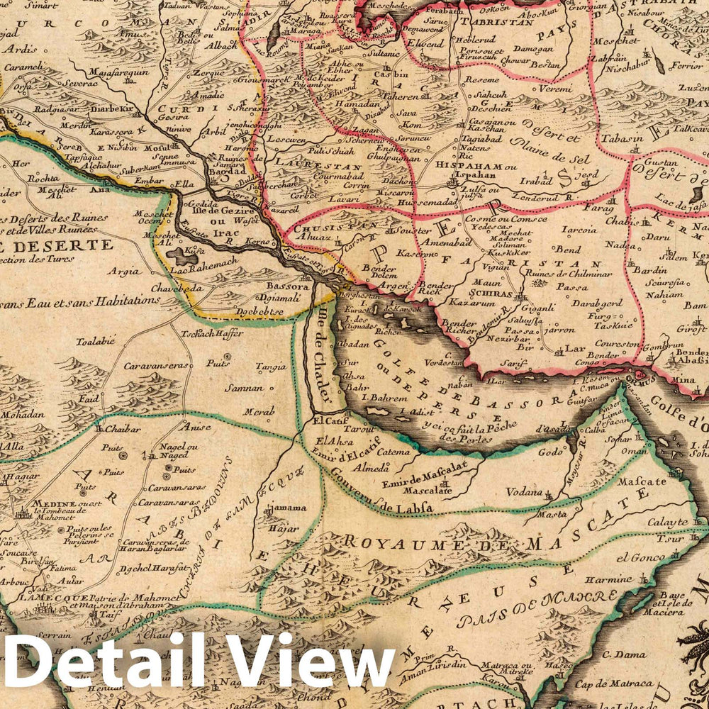 Historic Map : Saudi Araba, Middle East 1724 La Perse la Georgie, la Natolie les Arabies, lEgipte et le cours du Nil , Vintage Wall Art