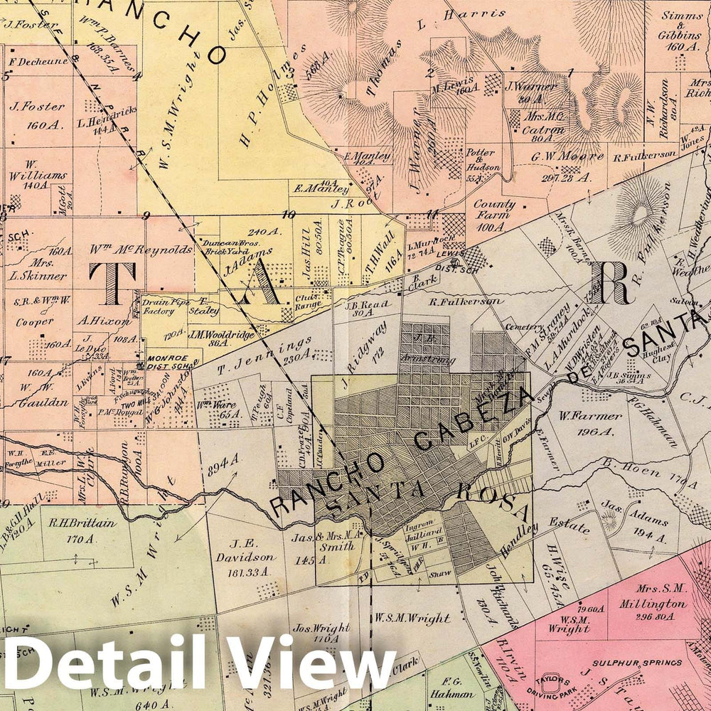 Historic Map : 1877 Russian River, Santa Rosa, Analy Townships. - Vintage Wall Art