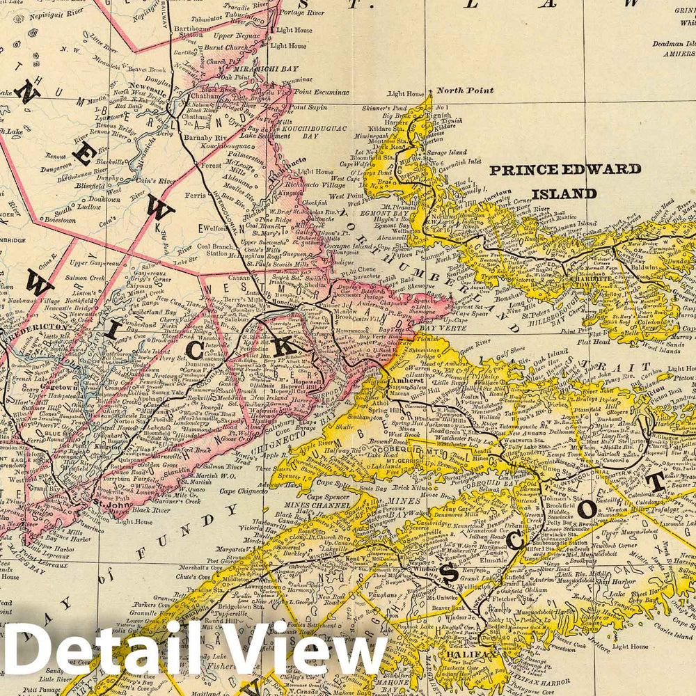 Historic Map : National Atlas - 1879 New Brunswick, Nova Scotia, and Prince Edward Island. - Vintage Wall Art