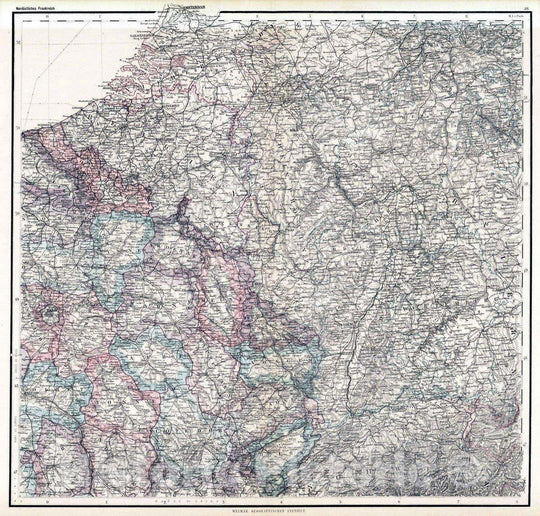 Historic Map : 1886 Northeast France and Belgium. - Vintage Wall Art