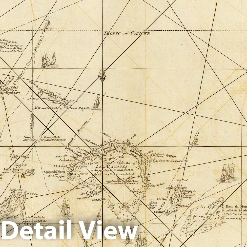 Historic Map : 1775 The Windward Passage with several passages. - Vintage Wall Art