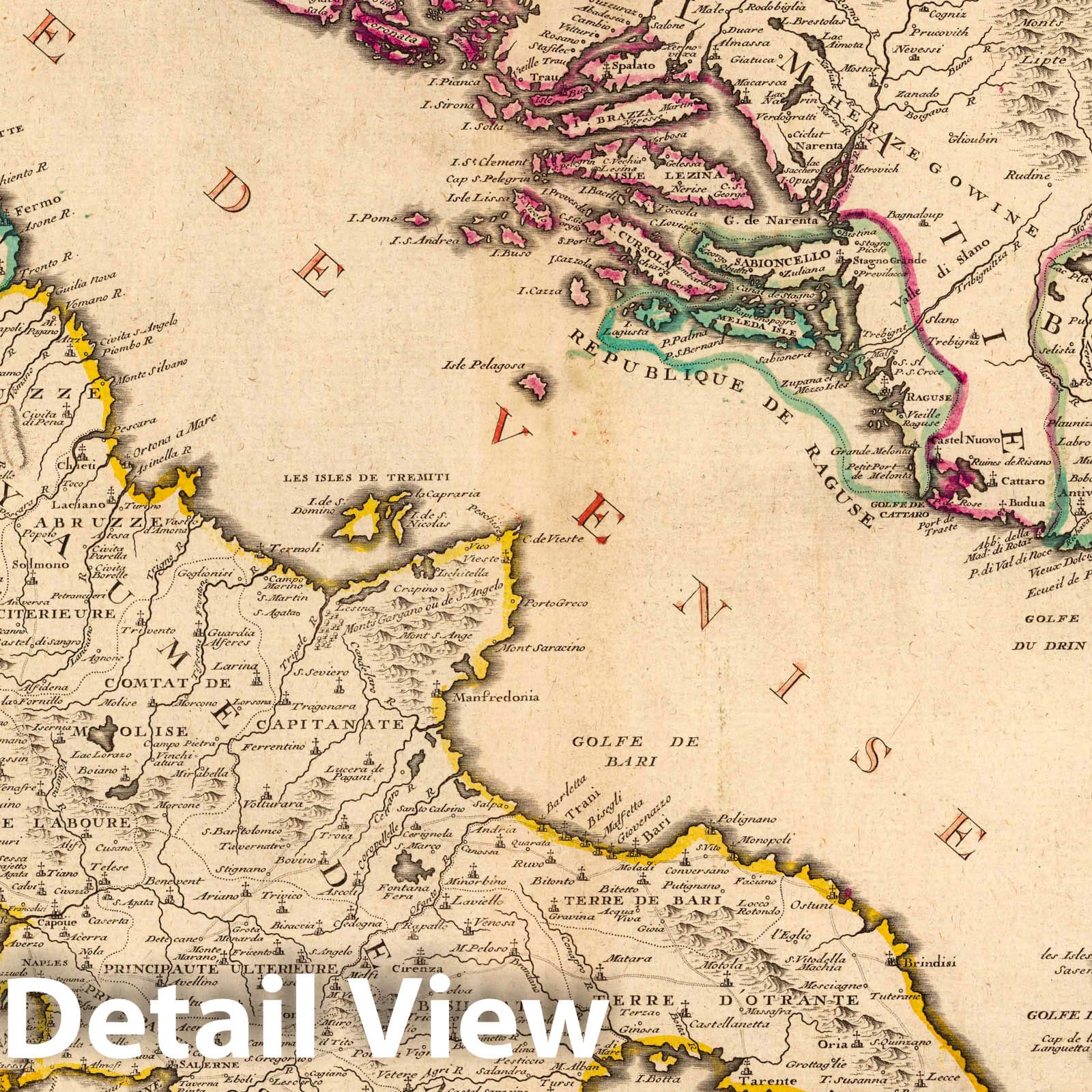 Historic Map : Italy, Adriatic Sea 1716 Le Golfe De Venise , Vintage Wall Art
