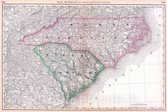 Historic Map : National Atlas - 1879 North And South Carolina. - Vintage Wall Art