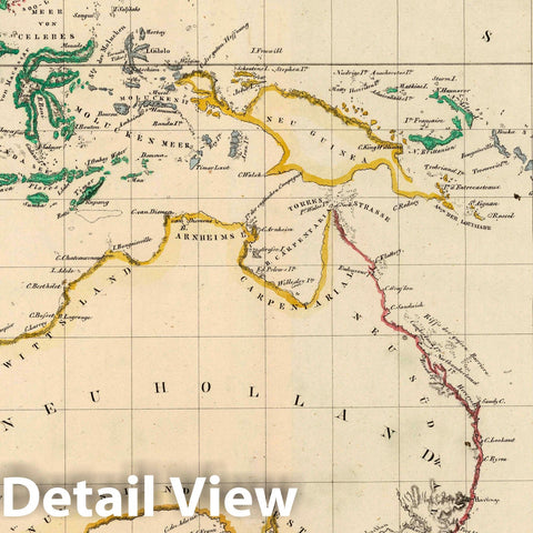 Historic Map : Australia; Indonesia; New Zealand; Guinea, 1824 Archipel von Neuholland. Berlin 1824. von R.v.L. , Vintage Wall Art