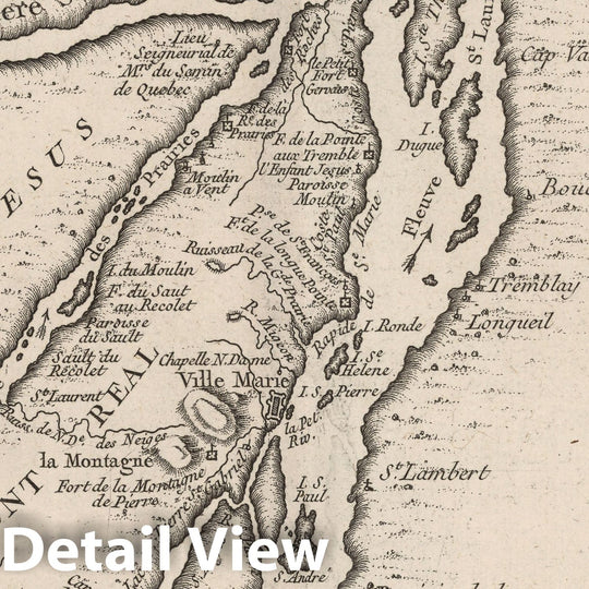 Historic Map : Montreal (Canada), 1764 L'Isle de Montreal, et ses environs , Vintage Wall Art